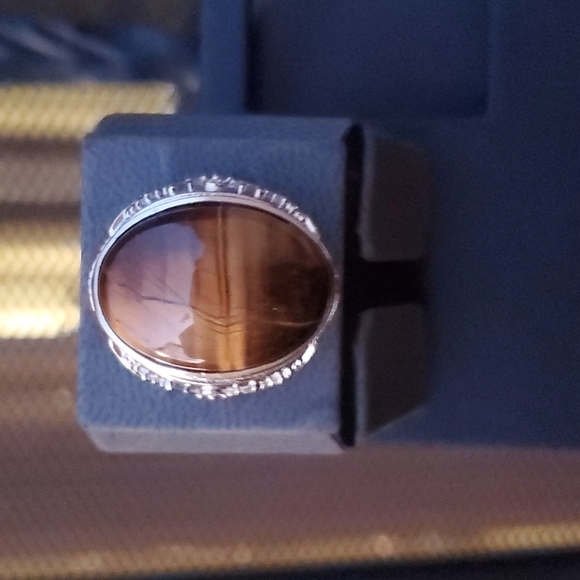New Overzized Tiger Eye Adjustable 925 Silver Ring. - Picture 12 of 12